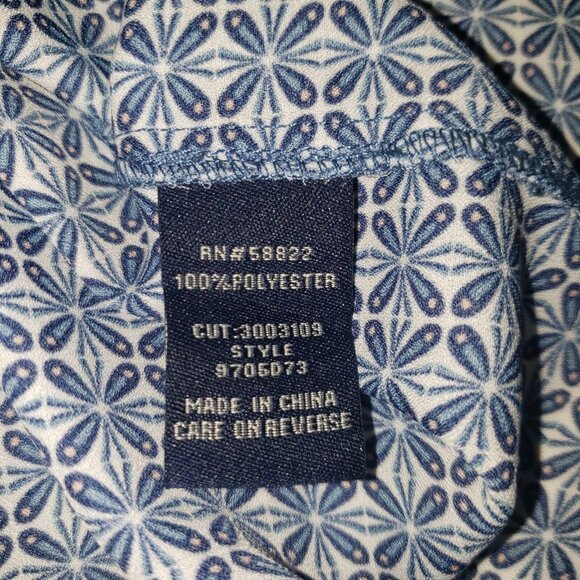 Max Edition Women Blouse Blue White Geometric Long Sleeve Peasant Top Size Small - Picture 9 of 14